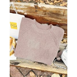 Plus Size, Two-piece plus-size retro sweet style, round-neck lantern sleeve bow sweater