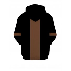 Men's Fleece-Lined Hooded Full-Zip Jacket - Winter Warmth Loose-Fit Windproof Sweatshirt, Machine Washable Gym Running Outdoor Sports Coat with Fleece, Black/Brown Casual Sportswear (No Bulk), PLUS SIZE